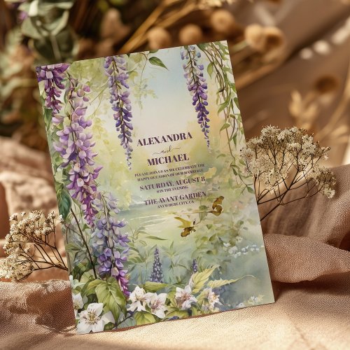 Lavender Elegance Art Nouveau Wedding Invitation