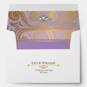Lavender Elegant Artdeco Diamond Gold Wedding Envelope