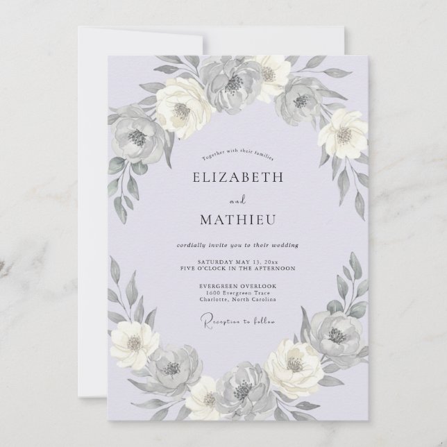 Lavender Elegant Botanical Wedding Invitation (Front)