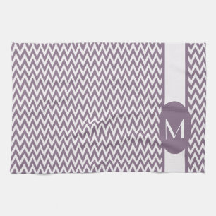 Lavender Elegant Chevron Design with monogram Kitchen Towel