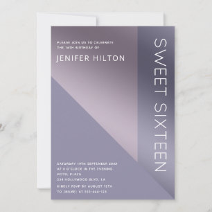 Lavender elegant color block sweet sixteen invitat invitation