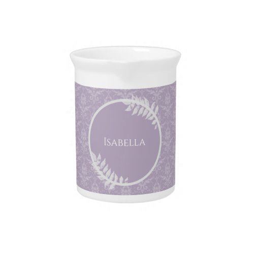 Lavender Elegant Damask Beverage Pitcher