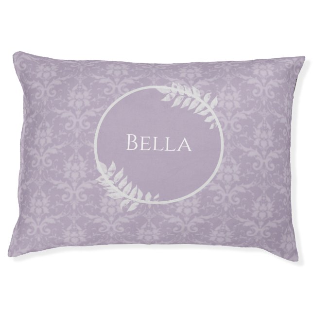 Lavender Elegant Damask Dog Bed (Front)