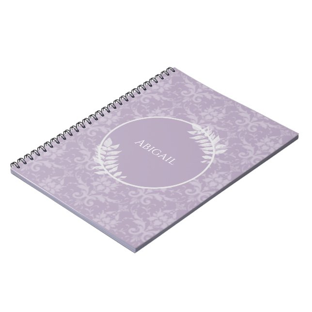 Lavender Elegant Damask Personalized Notebook (Left Side)