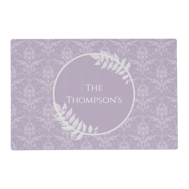Lavender Elegant Damask Personalized Placemat (Front)