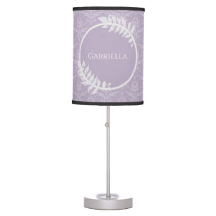 Lavender Elegant Damask Personalized Table Lamp