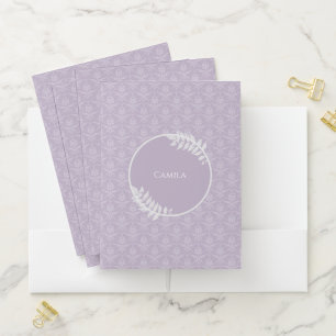 Lavender Elegant Damask Pocket Folder