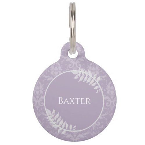 Lavender Elegant Damask Round Pet Tag