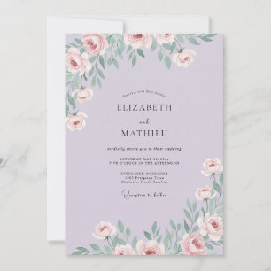 Lavender Elegant Floral Wedding Invitation