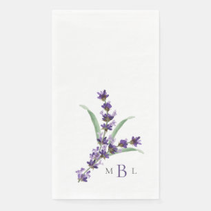 Lavender Elegant Foliage Monogram Wedding Paper Guest Towels