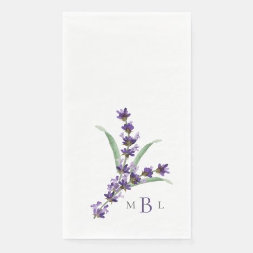 Lavender Elegant Foliage Monogram Wedding  Paper Guest Towels