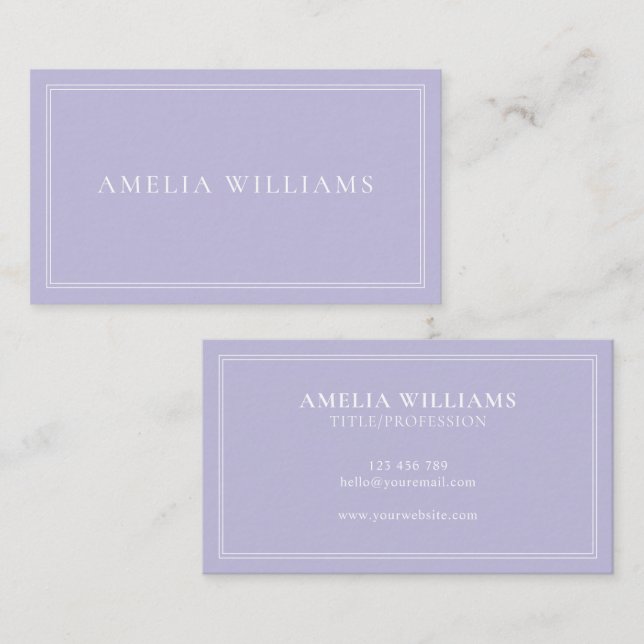 Lavender Elegant Minimalist Professional Business Card (Front/Back)