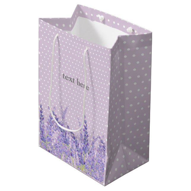 lavender, elegant, modern, trendy, floral , purple medium gift bag (Front Angled)