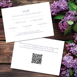 Lavender Elegant Script Wedding RSVP w/QR Code
