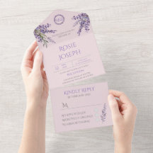 Lavender Elegant Wedding All In One Invitation
