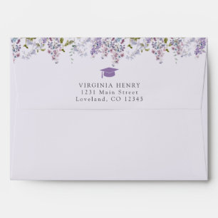 Lavender Elegant Wildflower Graduation Envelope