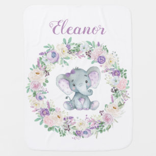 Lavender Elephant Baby Girl Blanket