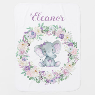 Lavender Elephant Baby Girl Blanket