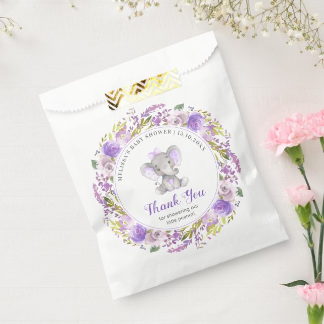 Lavender Elephant Baby Girl Shower Purple Guest Favor Bag (Sealed)