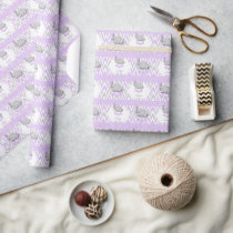 Lavender Elephant Baby Shower Wrapping Paper