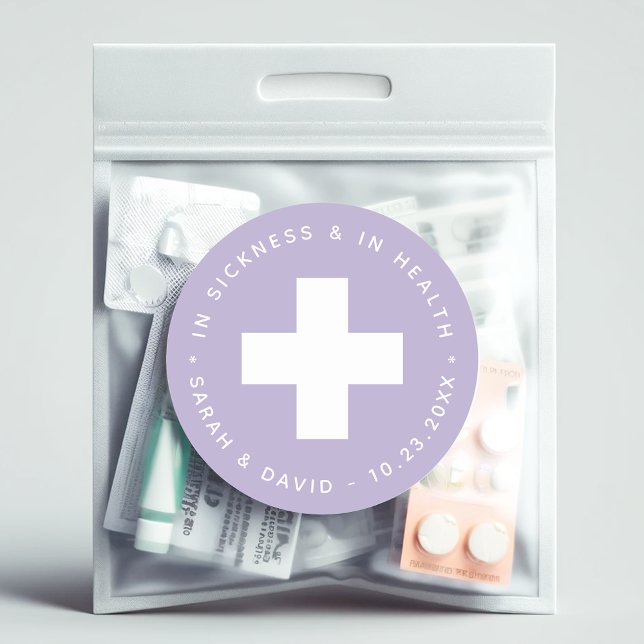 Lavender Emergency Kit In Sickness and in Health Classic Round Sticker (Creator Uploaded)