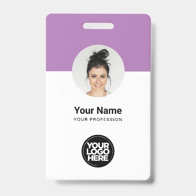 Lavender Employee Modern ID Card Minimalist QR Badge (Front)