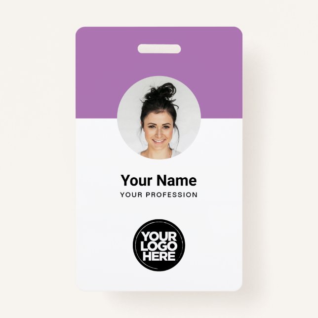 Lavender Employee Modern ID Card Minimalist QR Badge (Front)