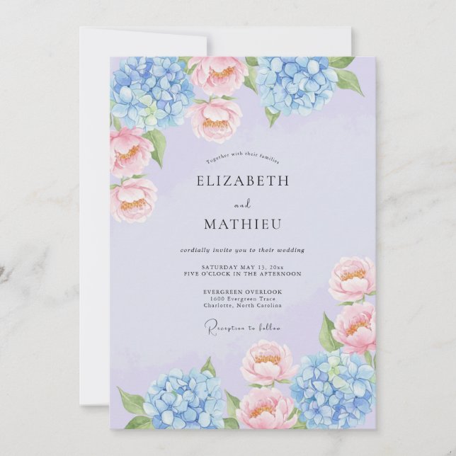 Lavender Enchanted Spring Wedding Invitation (Front)