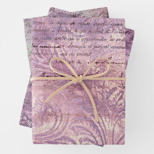 Lavender Ephemera Pattern Wrapping Paper Sheets