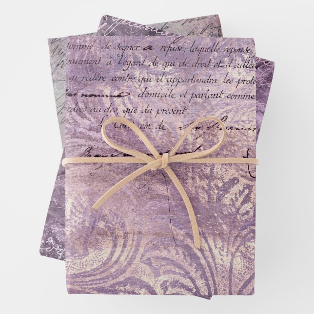 Lavender Ephemera Pattern Wrapping Paper Sheets (In situ)