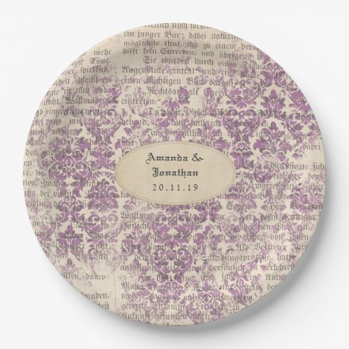 Lavender Ephemera Wedding Paper Plates
