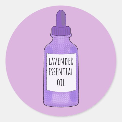 Lavender Essential Oil Bottle Drawing Classic Round Sticker