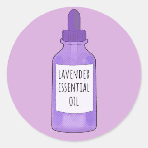 Lavender Essential Oil Bottle Drawing Classic Round Sticker