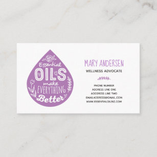 Lavender Essential Oil Drop Business Cards