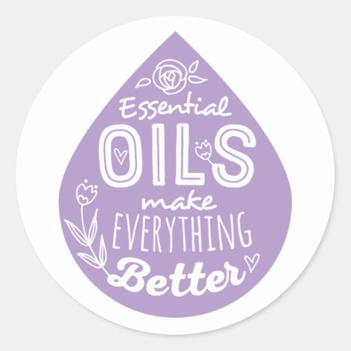 Lavender Essential Oil Drop Classic Round Sticker