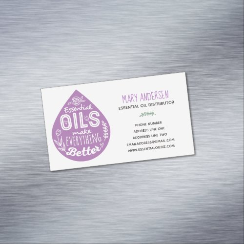 Lavender Essential Oil Drop Illustration Business Card Magnet