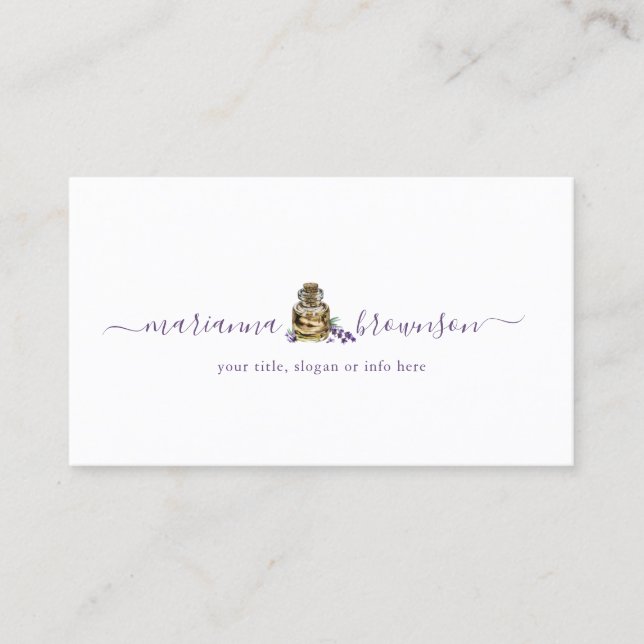Lavender Essential Oils Clean Business Card (Front)