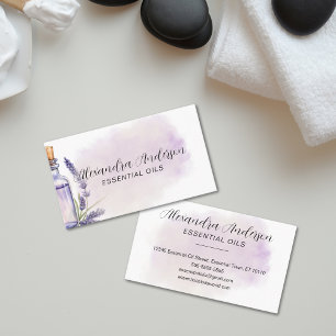 Lavender Essential Oils Floral Watercolor Business Card