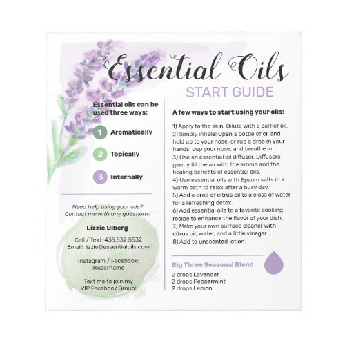 Lavender Essential Oils Start Guide Notepad