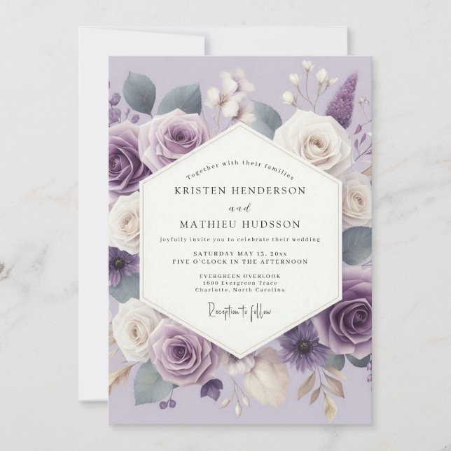 Lavender Ethereal Bloom Wedding Invitation (Front)
