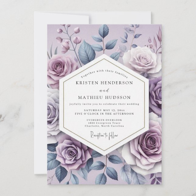 Lavender Ethereal Flora Wedding Invitation (Front)