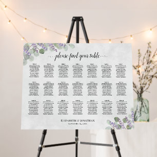 Lavender Eucalyptus 21 Table Wedding Seating Chart Foam Board