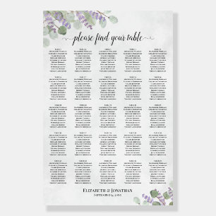 Lavender Eucalyptus 25 Table Wedding Seating Chart Foam Board