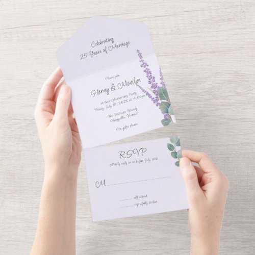 Lavender Eucalyptus Anniversary Party All In One Invitation