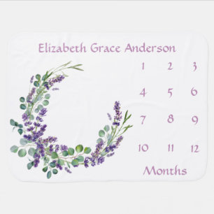 Lavender Eucalyptus Baby Milestone Growth Tracker Blanket