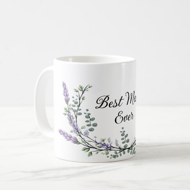 Lavender Eucalyptus best mom ever Coffee Mug (Front Left)