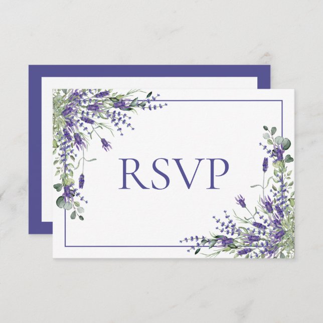 Lavender Eucalyptus Botanical Script Wedding RSVP (Front/Back)