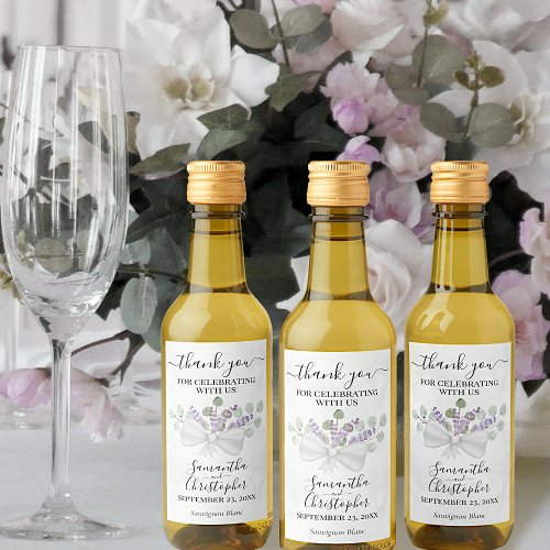 Lavender Eucalyptus Bouquet Wedding Thank You Mini Wine Label