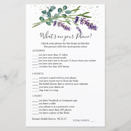 Lavender Eucalyptus Bridal Whats on Your Phone 