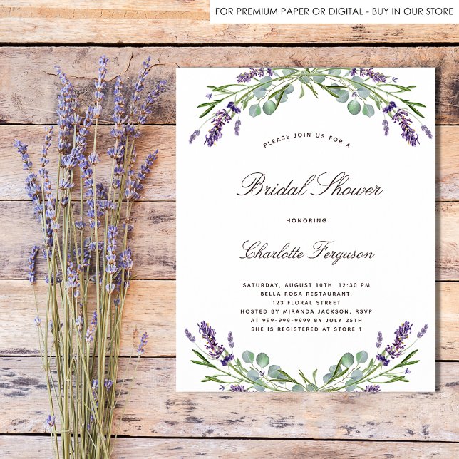 Lavender eucalyptus budget bridal shower flyer (Creator Uploaded)